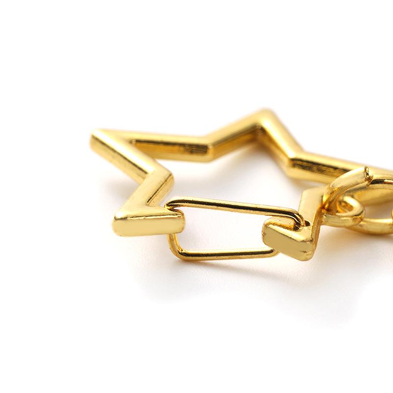 10pcs Star Pentagram Hollow Key Chain Key Ring DIY Accessories Lobster Clasp