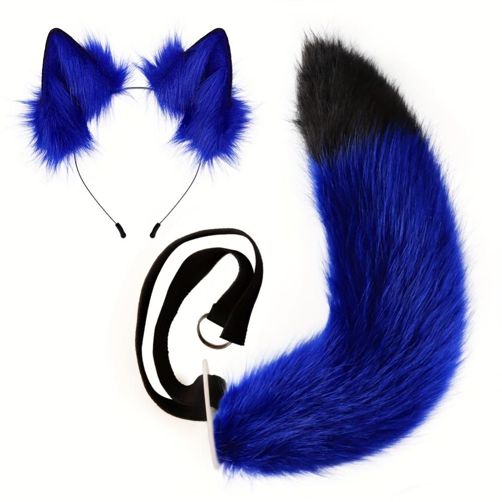 2 Piece Fox Set - Adjustable Furry Tail and Removable Ears, Suitable for Halloween Animal Play Parties, Halloween Gift Cosplay