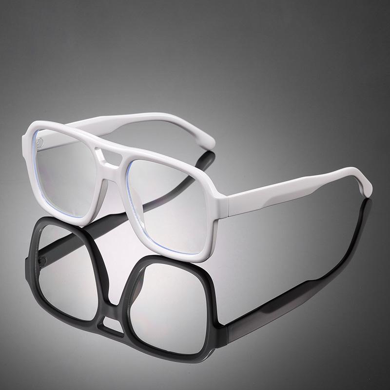 Unisex Retro Square Sunglasses with Double Bridge – Fashionable European-Style Color Block Sun Protection Glasses (#5671)