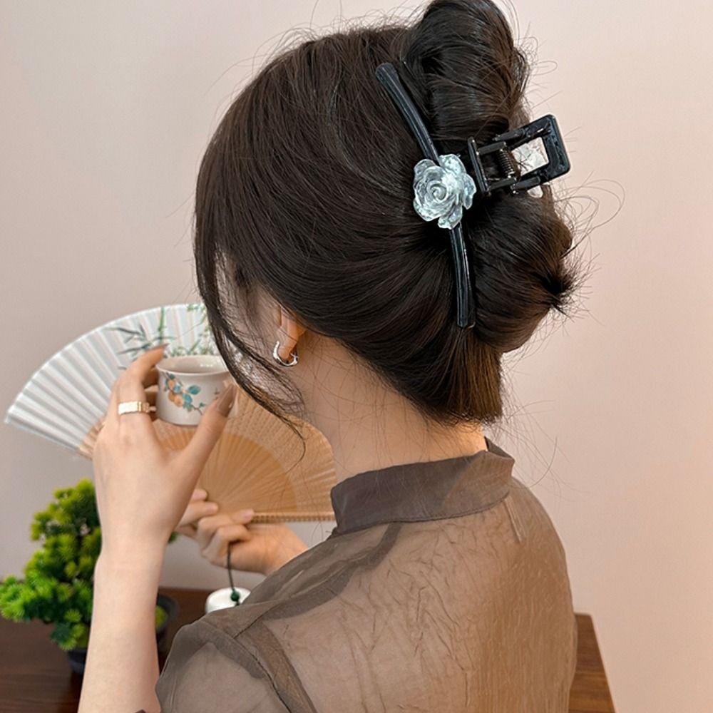 Акриловая заколка для волос с цветком розы, заколка в виде акулы, милая ...