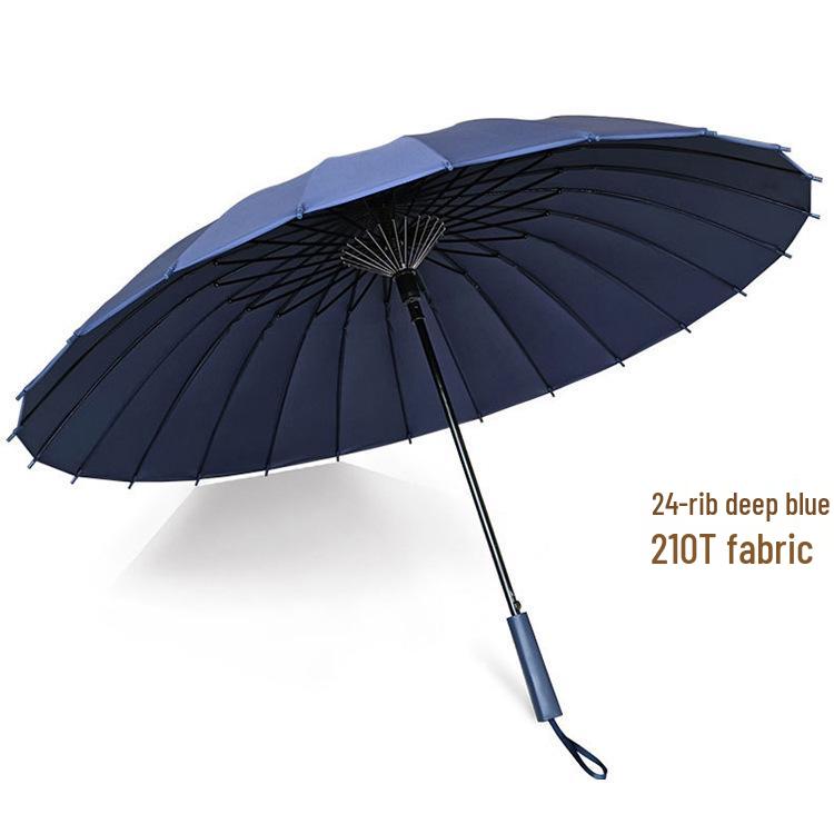 12-Rib 24-Rib Long-Handle Straight Men's Umbrella for Two, Business Advertising, Sun and Rain Protection
