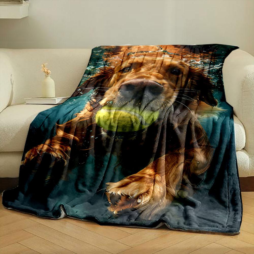 Underwater Golden Retriever Blanket Bedroom Blanket for Livingroom Couch Lunch Break Soft Throw for Friend's Festival Gift