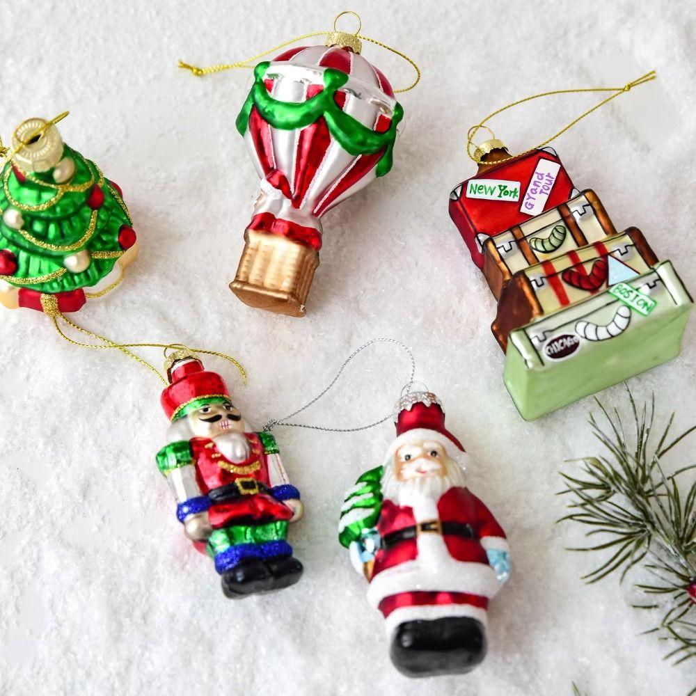 Western Decor Christmas Glass Pendant Snowman New Year Ornaments Party Supplies