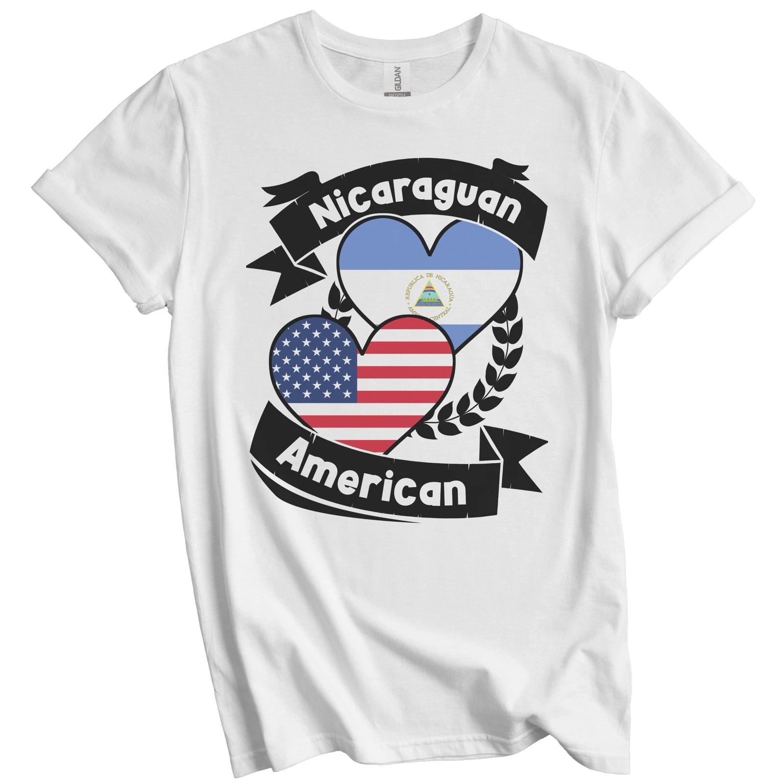 Nicaraguan American Hearts USA Flag Nicaragua Flag T-Shirt 4XL