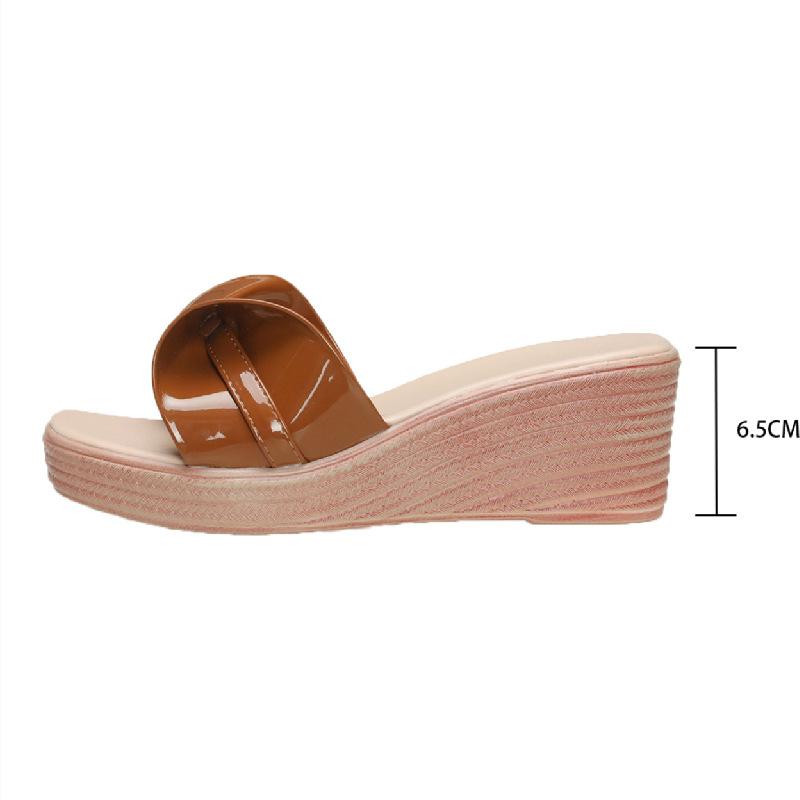

Thick-bottomed muffin bow slippers women s 2025 summer new slope heel Korean version South East Asia large size high heel cool slippers 42 шоколадний