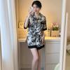 Ice Silk Pajamas Women'S Summer Short-Sleeved New Chinese Ink Painting High-End Lace Edge Thin Loungewear