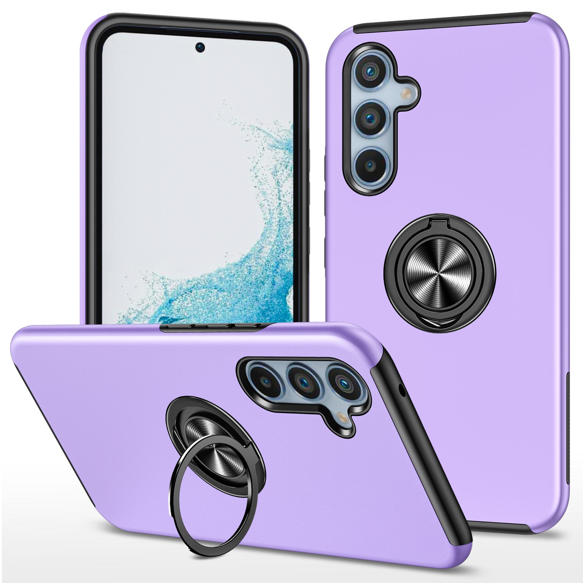 

Чехол для Samsung Galaxy S24 PC+TPU с кольцом-подставкой, чехол для мобильного телефона Purple