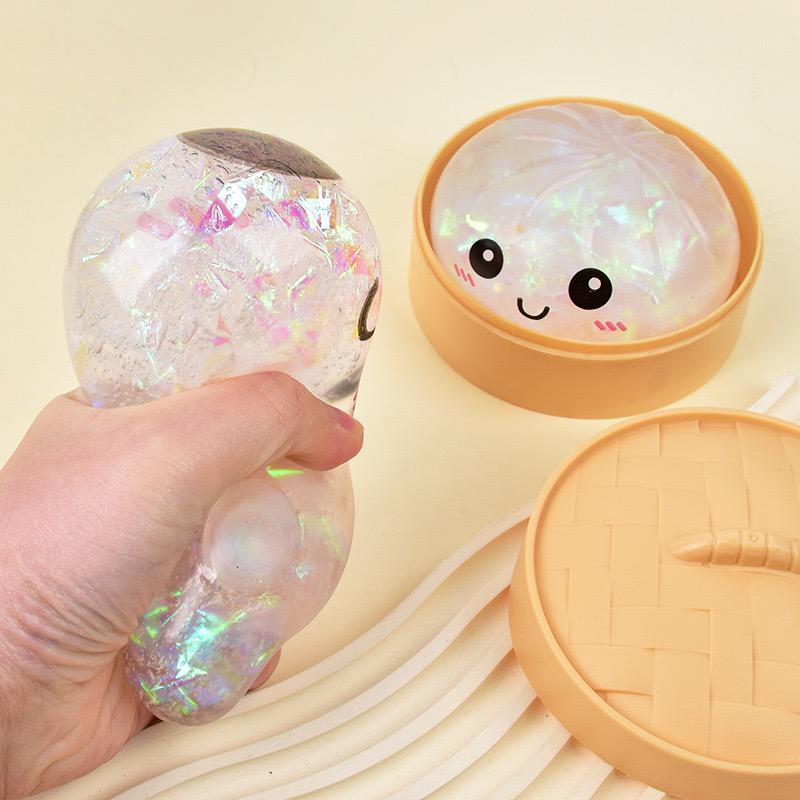 Pectin Char Siu Bao Stress Relief Squeeze Toy – Gold Thread Slow Rebound Bun