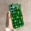 Burdock four-leaf clover Glass PhoneCase for Samsung Galaxy S26 S25 S24 S23 S22 S21 FE Ultra Plus Built-in glass green Exquisite
