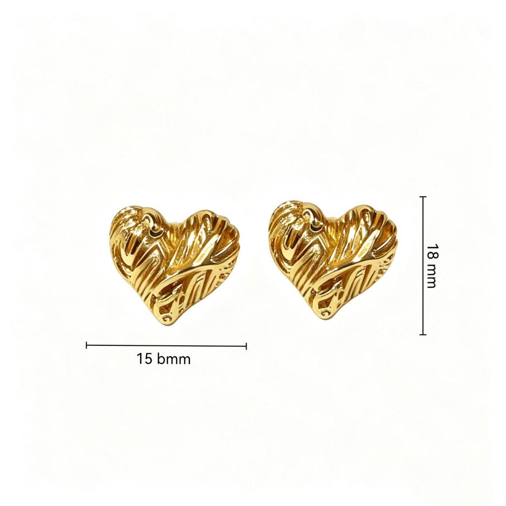 High-End Heart-Shaped Gold Earring with Stainless Steel