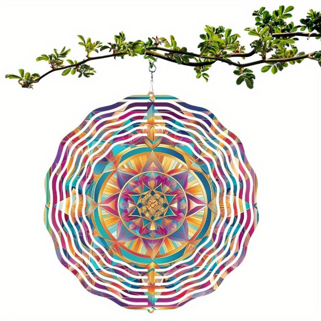 10 Inch Colorful Metal Wind Spinner with 360 Degree Rotating Hook No Battery Needed Vibrant Garden Decor Gift for Family Friends