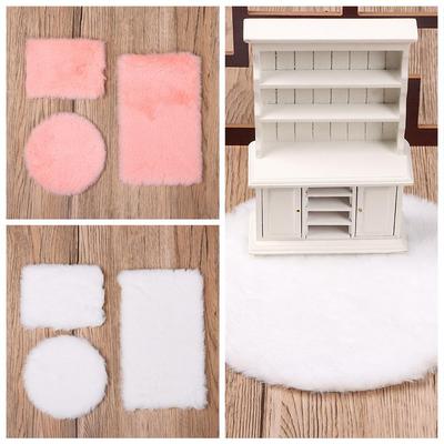 Props Playing House Mini Floor Mat Dollhouse Plush Carpet Miniature Hairy Rug Doll Accessories