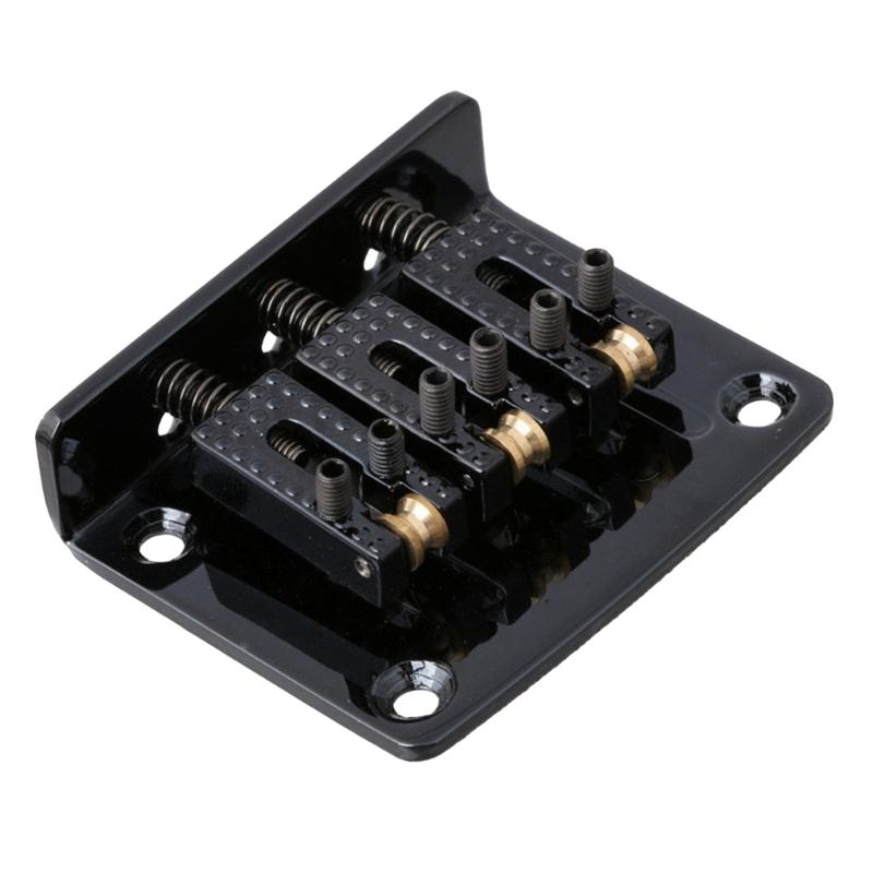 Guitar Bridge, Zinc Alloy 3-String Fixed Hardtail Guitar Bridge Saddle with 4 Pieces Mounting Screws for Electric Guitar