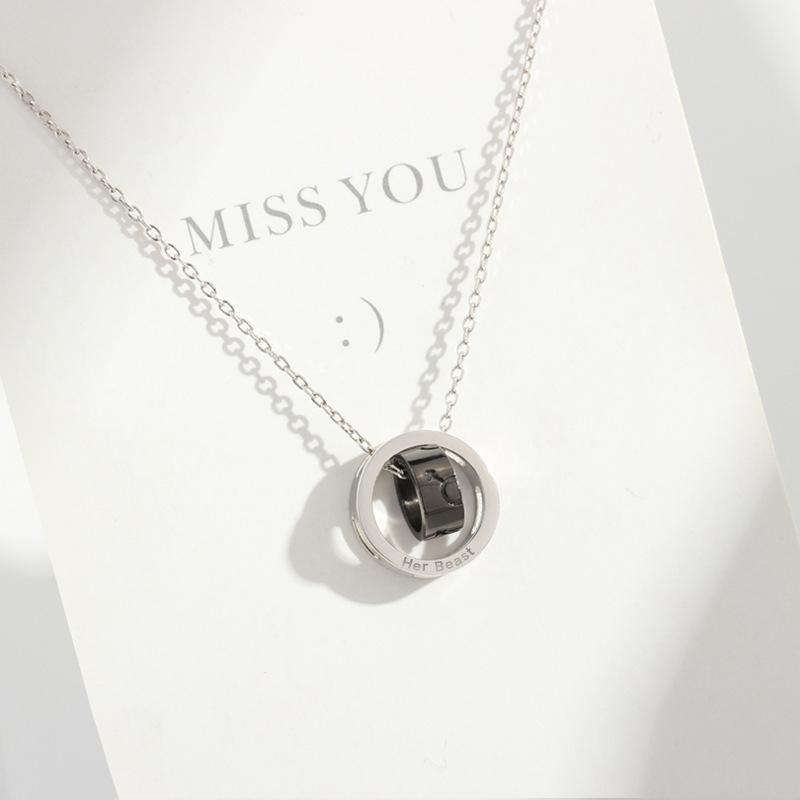 

Красивая женщина и чудовище пара ожерелье пара корейская версия студенческая любовь на расстоянии подарок надпись кулон