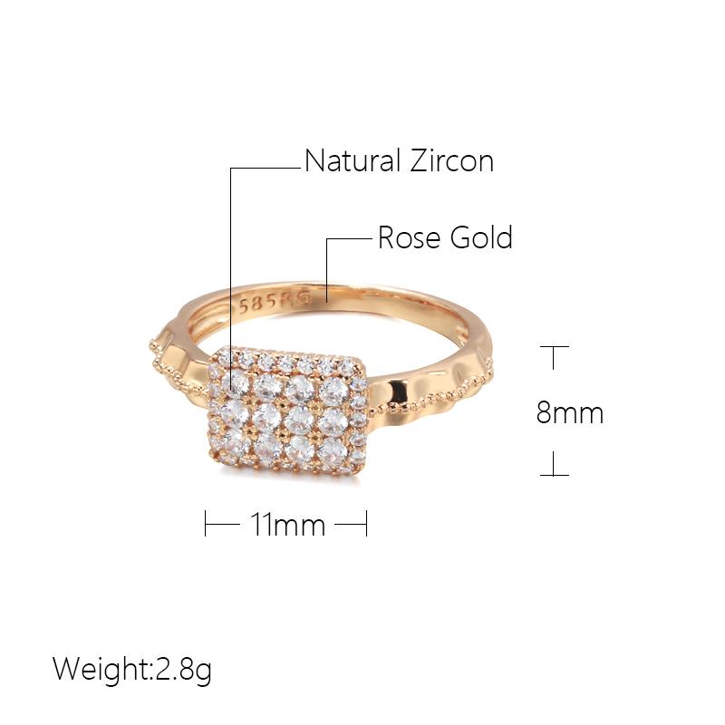 Kinel Full Paved Shiny Zircon Rings For Women 585 Rose Gold Wedding Rings