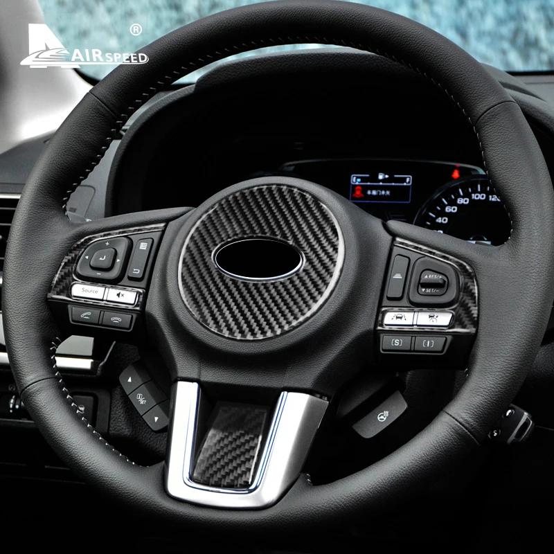 Real Soft Carbon Fiber Interior Trim Accessory for Subaru Forester 2016 2017 2018 Steering Wheel Center Button Sticker