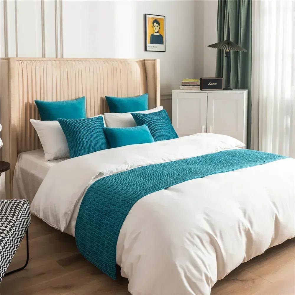 Nederlands Fluweel Geplooide Stereoscopische Bedvlag Dubbelzijdig Comfort Bedside Handdoek Effen Beknopte Kussensloop 30x50cm Pillowcase