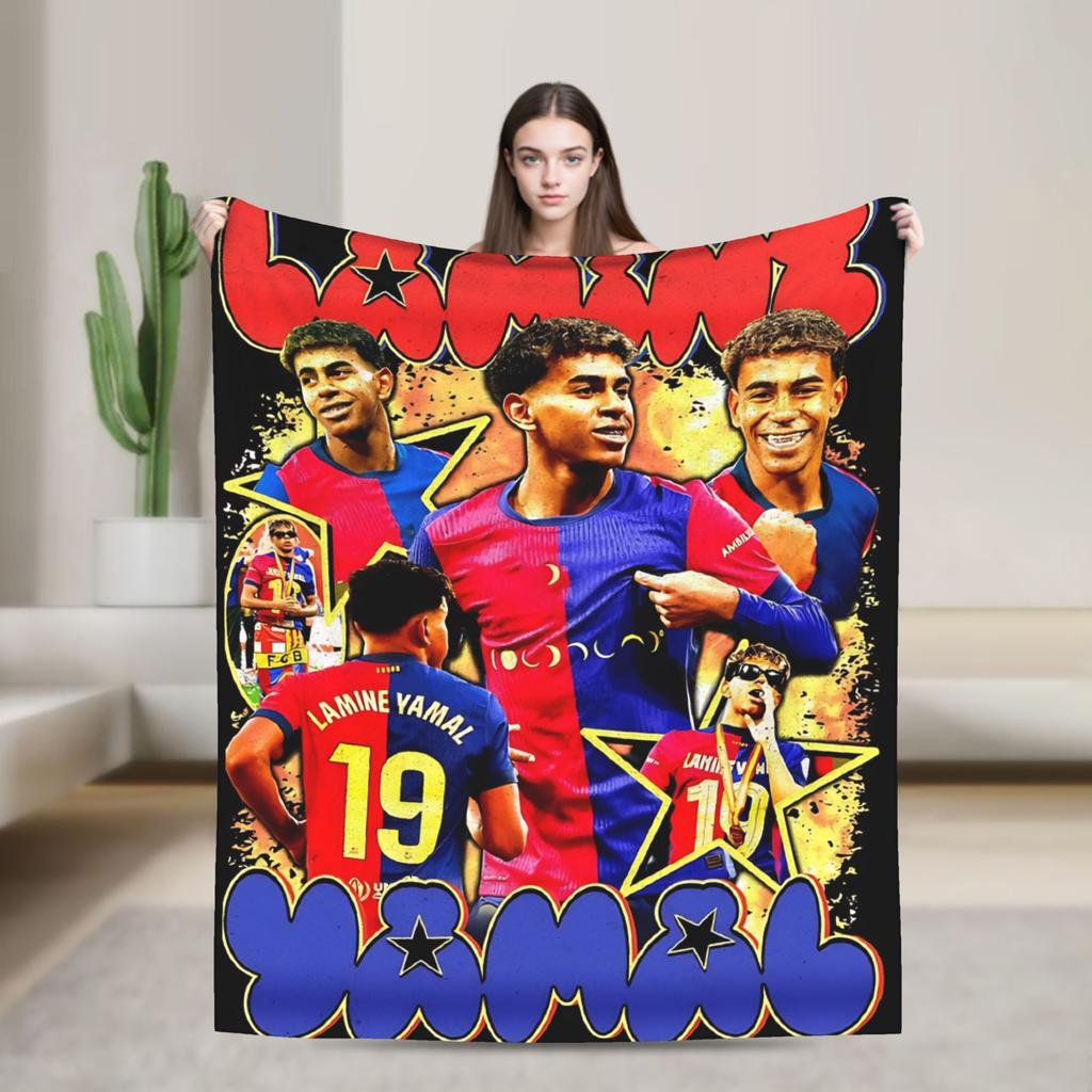 Lamine Y-Yamal Decken Camping Flanell Überwurfdecke Für Heimdeko Weiches Design Qualitäts Tagesdecke Geschenkidee