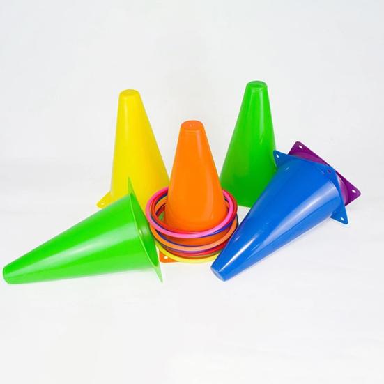 12Pcs/Set Sign Buckets Colorful Plastic Logo Buckets Football Training Cones with Carrying Bag Ergonomic Design Stackable Sports Markers