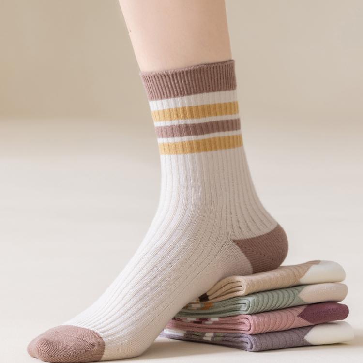 5 Pairs of Female Spring and Autumn Cotton Anti Bacterial Anti Odor Socks