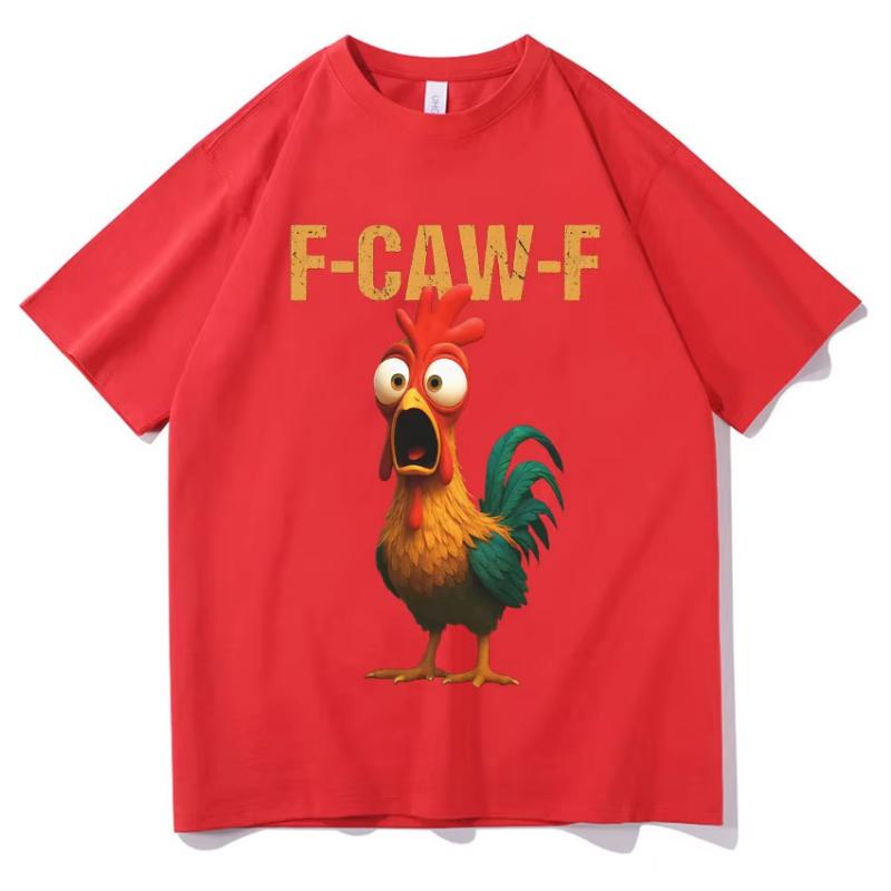 Funny Summer F Caw F Chicken Harajuku New Short Sleeves Tshirt Mens Humor T Shirt Chicken Aesthetic Casual Oversized Tops Unisex