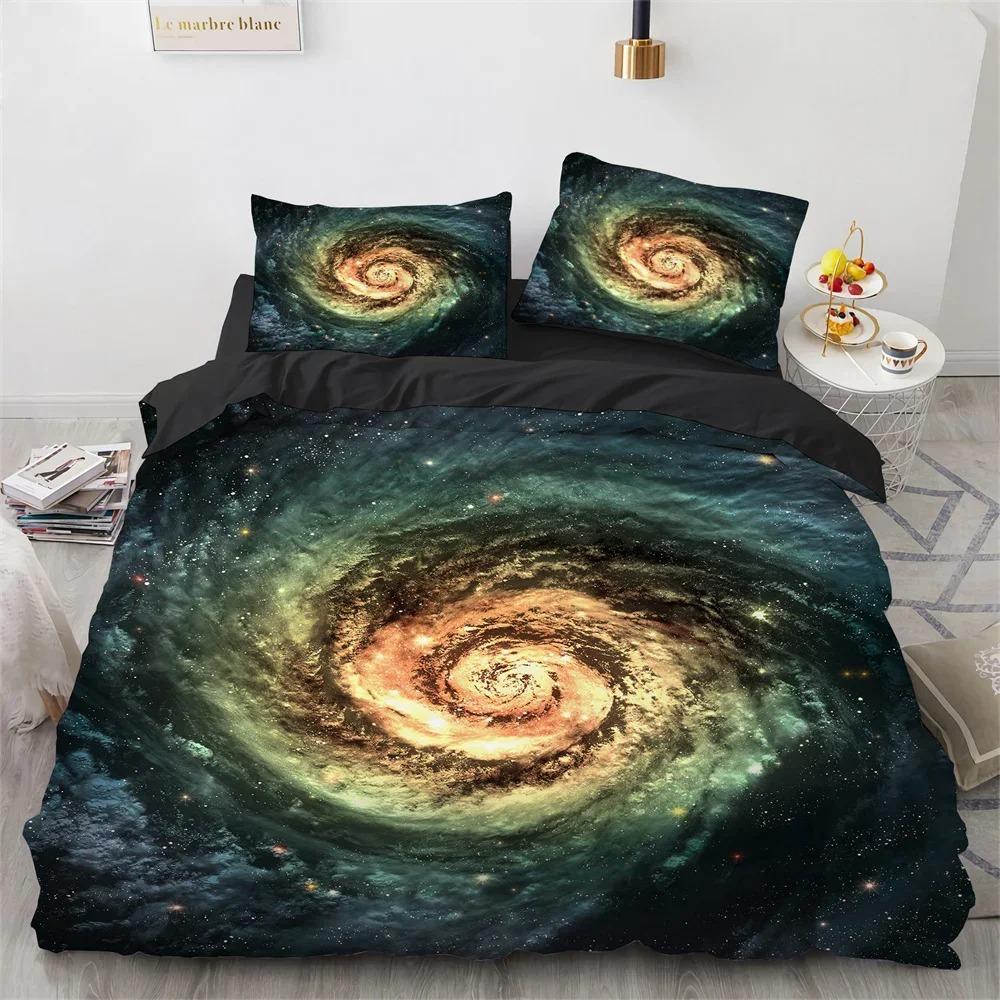 Galaxy Planet King Queen Duvet Cover Universe Sky Bedding Set 3D Blue Earth Outer Space Astronomy Polyester Quilt Cover