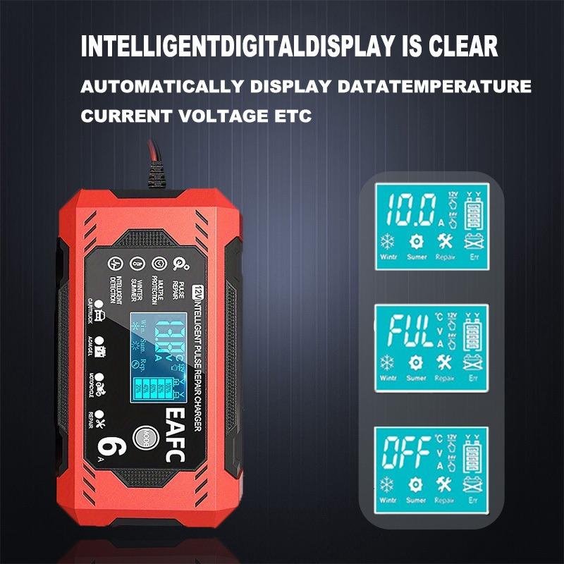 12V 6A Car Battery Charger Smart Battery Trickle Charger 12V Battery Maintainer for Car, Truck Motorcycle Lawn Mower Marine Lead Acid Charger