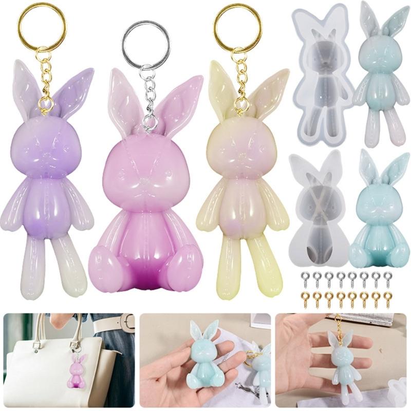 Animal Silicone Molds DIY Resin Casting Molds 3D Cute Rabbit Necklace Pendant Molds for DIY Crafts Jewelry Charm Molds