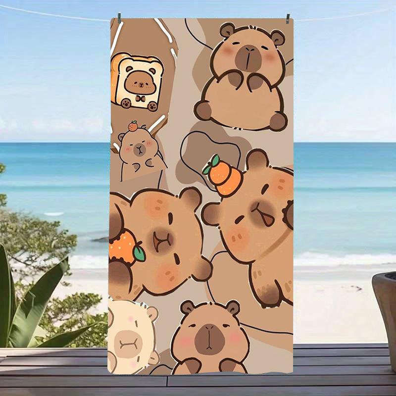 Cute Kawaii Capybara Microfiber Beach Towel Oversized Extra Large Sand Free Pool Towels Quick Dry Super Absorbent Swim Blanket