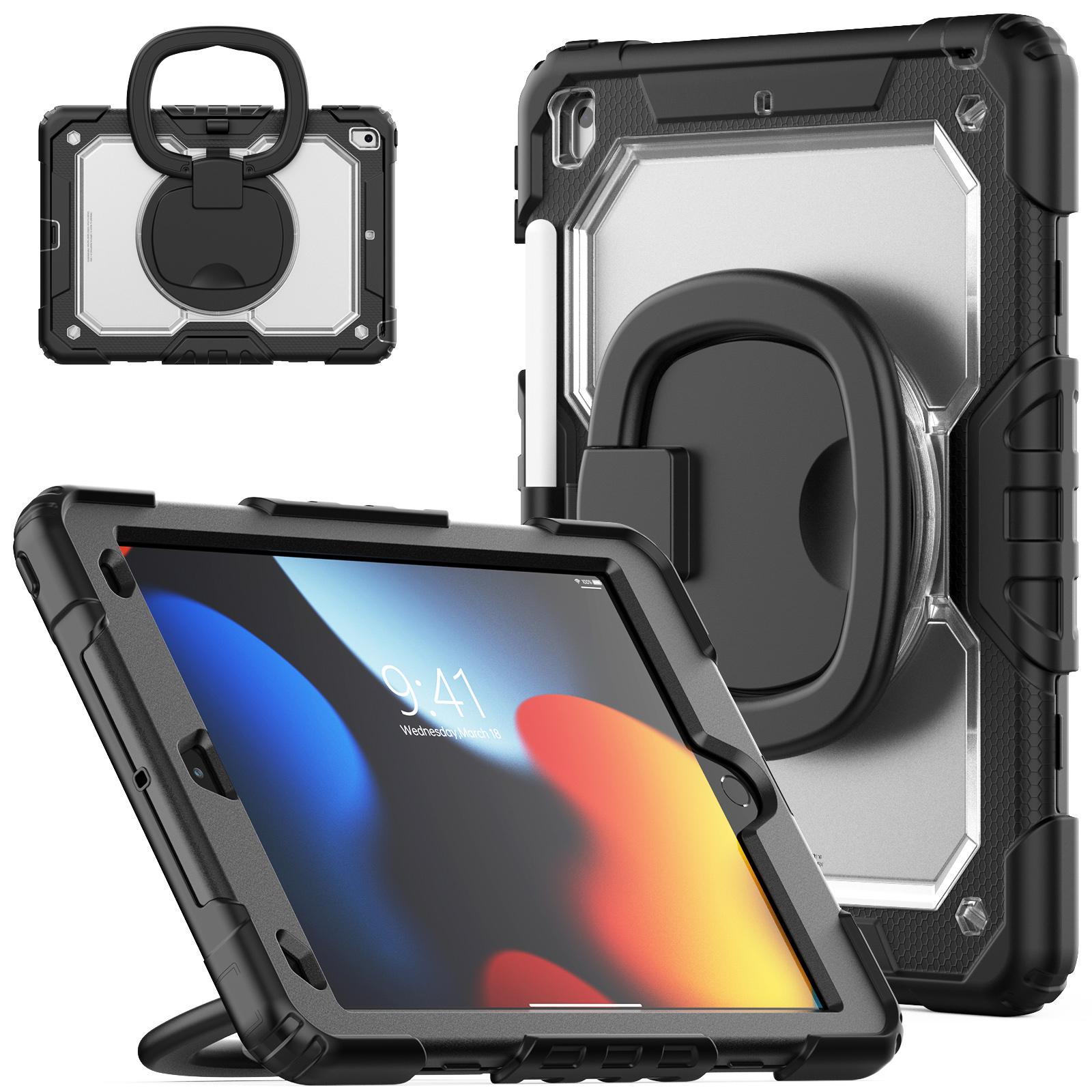 

For iPad 10.2 (2021)/(2019)/(2020) Case Ring Kickstand PC+Silicone Shockproof Tablet Cover A