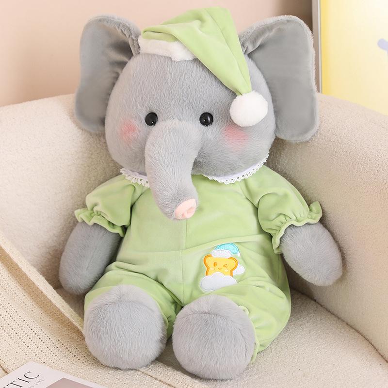 

Animal Pajamas Goodnight Series Plush Toy Rabbit Pig Bear Elephant Gift Doll Green,40cm/15.75in