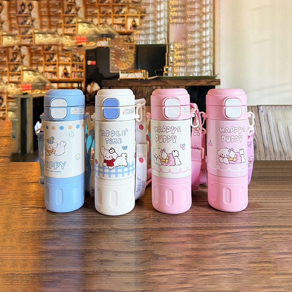 Portable 480ML Insulated Cup Stainless Steel Large Capacity Vacuum Flasks with Lifting Rope Water Bottle for Boys and Girls