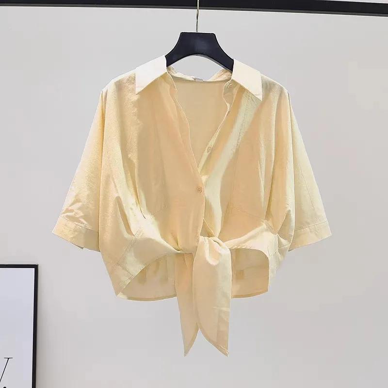 Blue Shirt Women's Summer Design Fashion Short Sleeved Shirt with Bat Shirt Short Off Shoulder Top