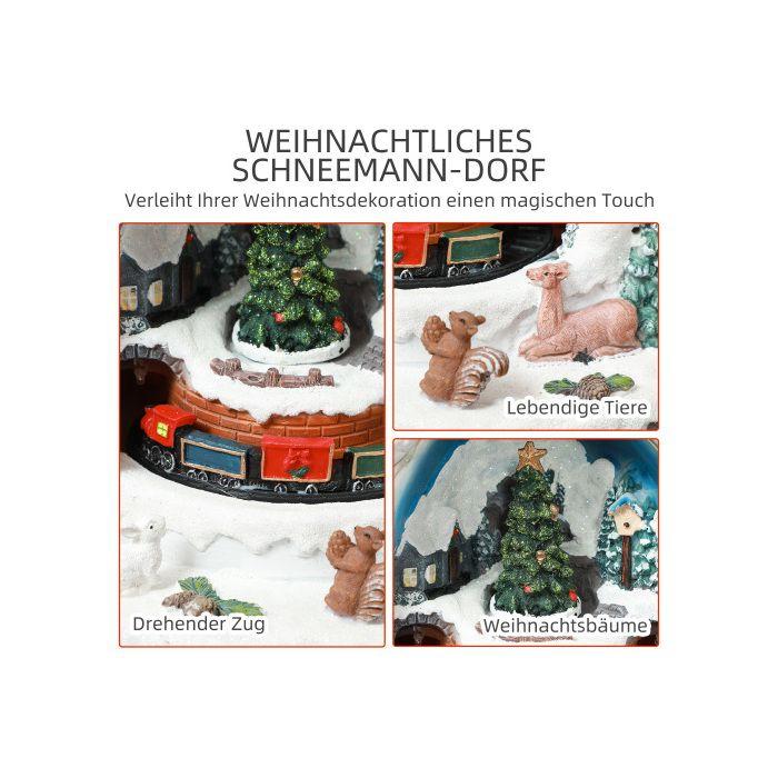 Village de Noël HOMCOM Cette ville miniature festive est dotée de lumières LED, créant un décor hivernal féérique et coloré.