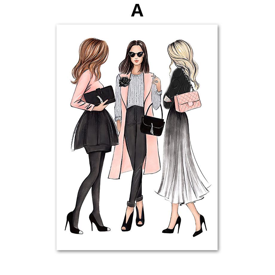 

Париж, сексуальная девушка, модное платье, посылка, настенная живопись на холсте, плакаты на скандинавскую тему и принты, настенные панно для декора гостиной A4 21X30cm No Framed