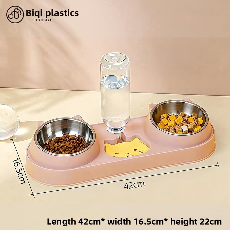 Pet Cat Food And Water Bowl Set With Antispill Design For Home Use