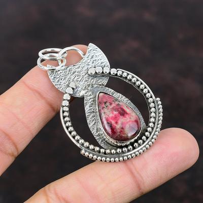 Thulite Pendant 925 Sterling Silver Pendant Very Pretty Gemstone Handmade Pendant Designer Jewelry Gift For Wife Silver Jewelry Boho Pendant