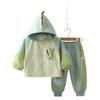Dino Hooded Fleece Set: Baby Boy Windbreaker Jacket & Romper for Spring/Autumn