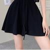 Summer Women's Gray Casual Shorts - High Waist Wide Leg Loose Fit Slimming Drawstring Skort Pants