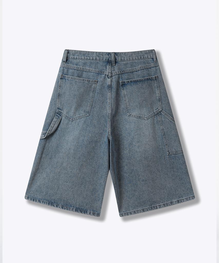 Descheuis Everyday Single-Pleat Carpenter Bermuda Denim Pants Vintage Blue (Type B)