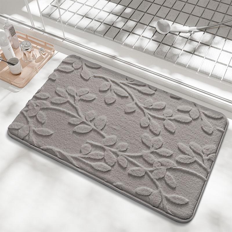 Solid Color Memory Foam Non-slip Bathroom Mat with Imitation Rabbit Fur