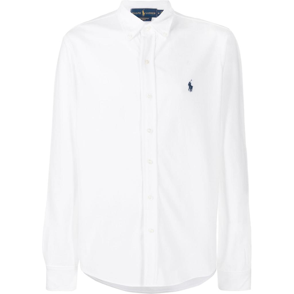 Polo Ralph Lauren SS23 Solid Color Logo Embroidered Button-Down Long Sleeve Shirt Men Shirts White 710899386-001