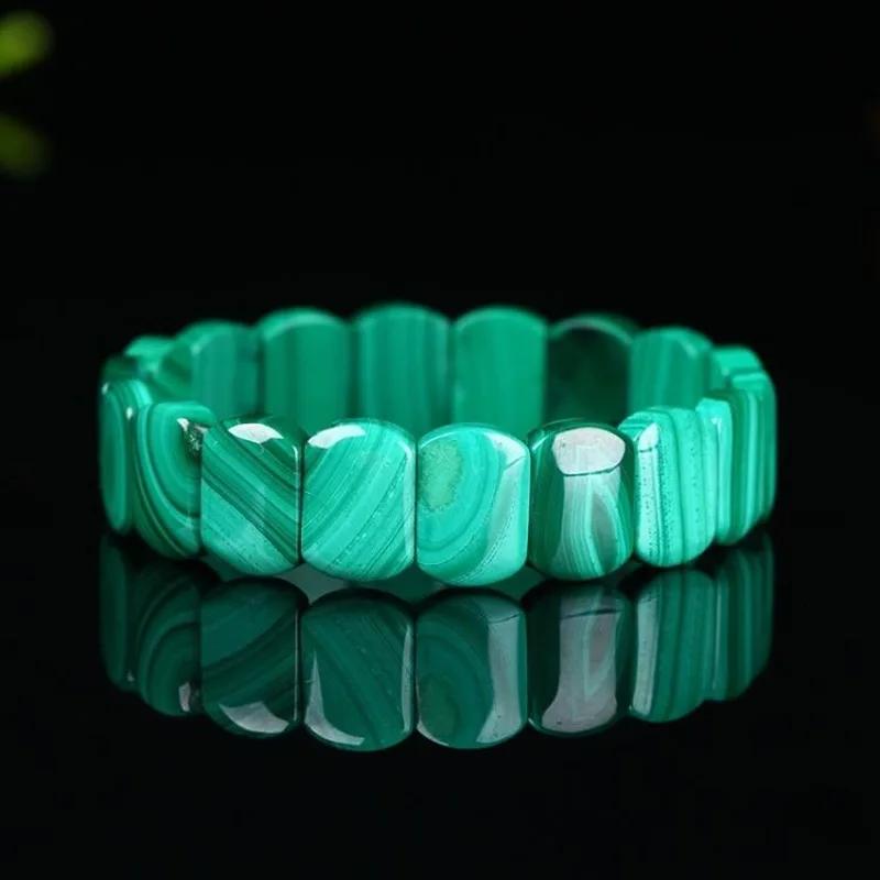 12mm Natural Green Malachite Chrysocolla Bracelet for Women Men Healing Crystal Stone Stretch Rectangle Beads Jewelry AAAAA