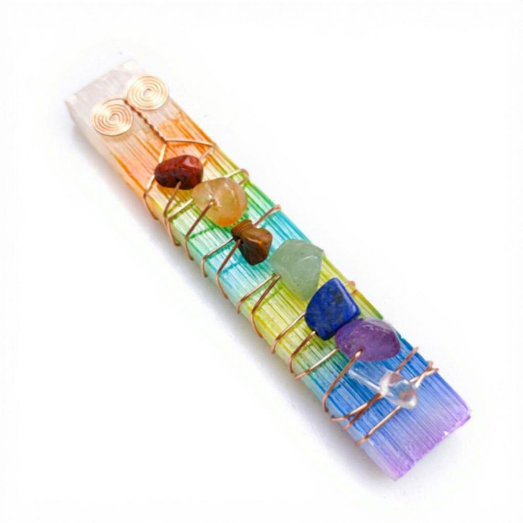 Donghai Healing Crystals Meditation Stones Beads Wire Wrapped Selenite Stick Reik Chakra Crystal Wand for Yoga Meditation Gifts