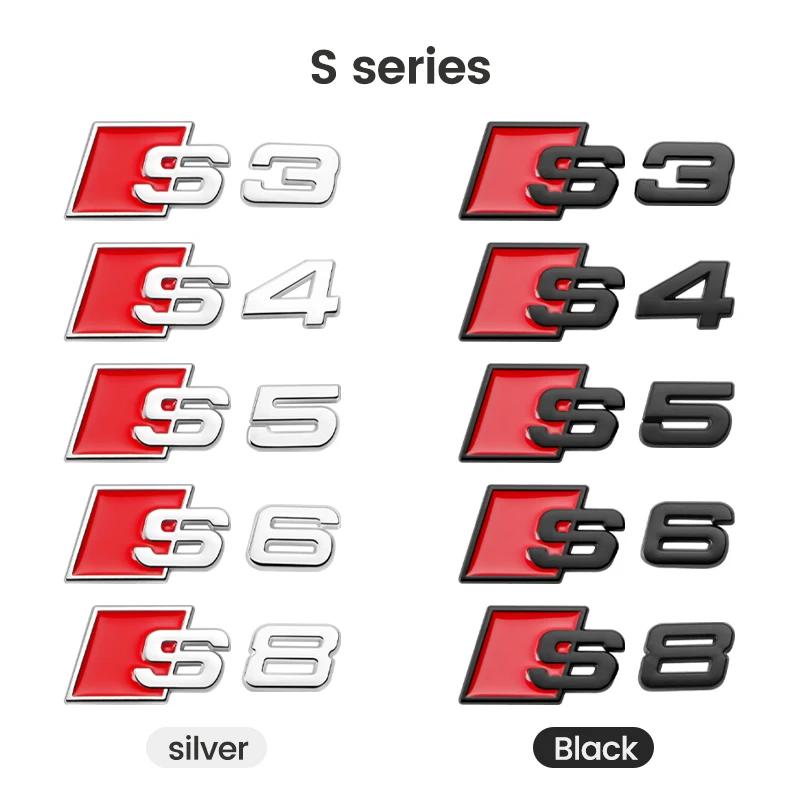 Car Body Rear Trunk Metal Badge S3 S4 S5 S6 S7 S8 Emblem Sticker Decor Accessories for Q1 A4 B8 B6 B9 B7 A3 8P 8V 8L A6 C7 C6 ER3 X1s16