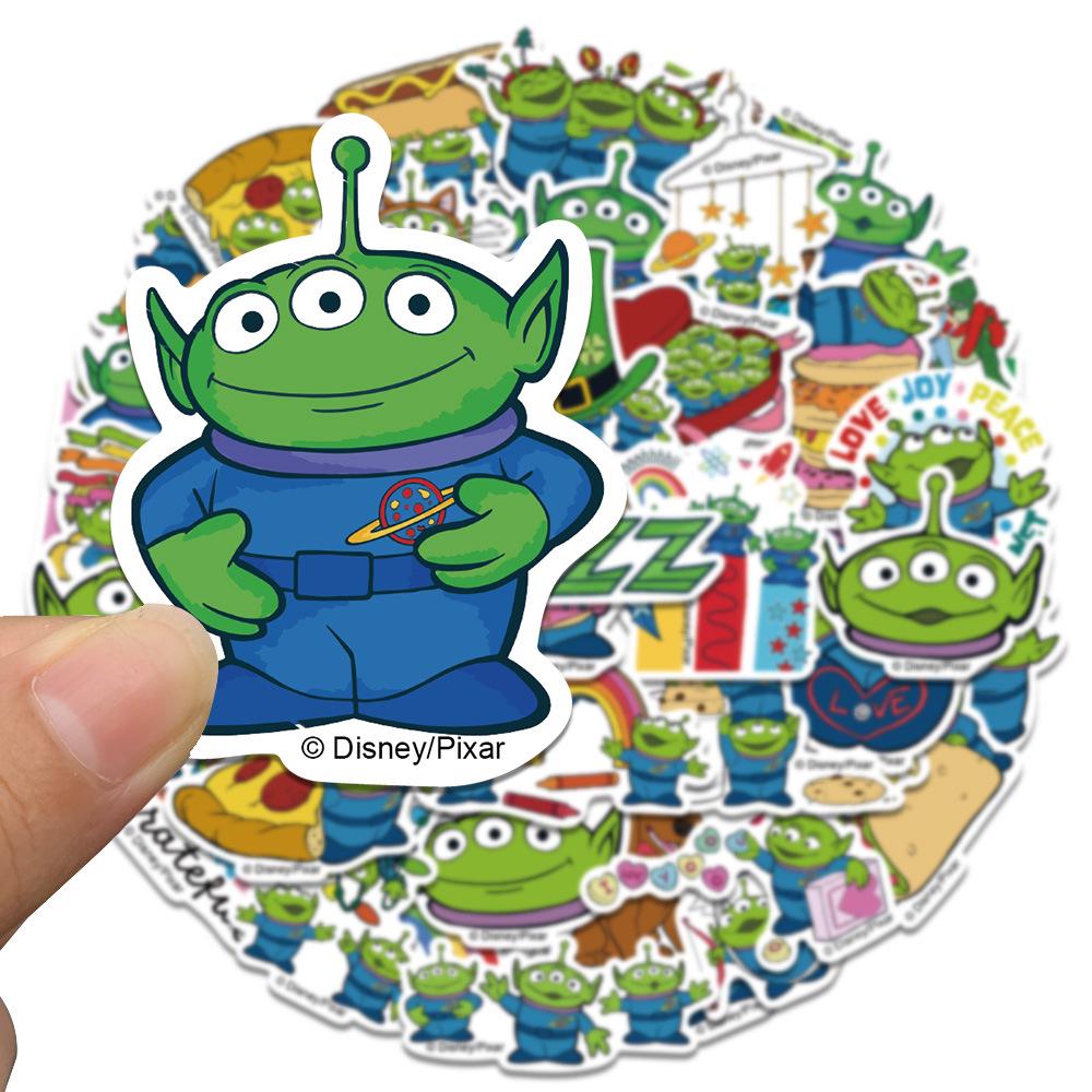 Set of 42 Waterproof, Self-Adhesive Toy Story Alien Stickers for Scrapbooking and Stationery.