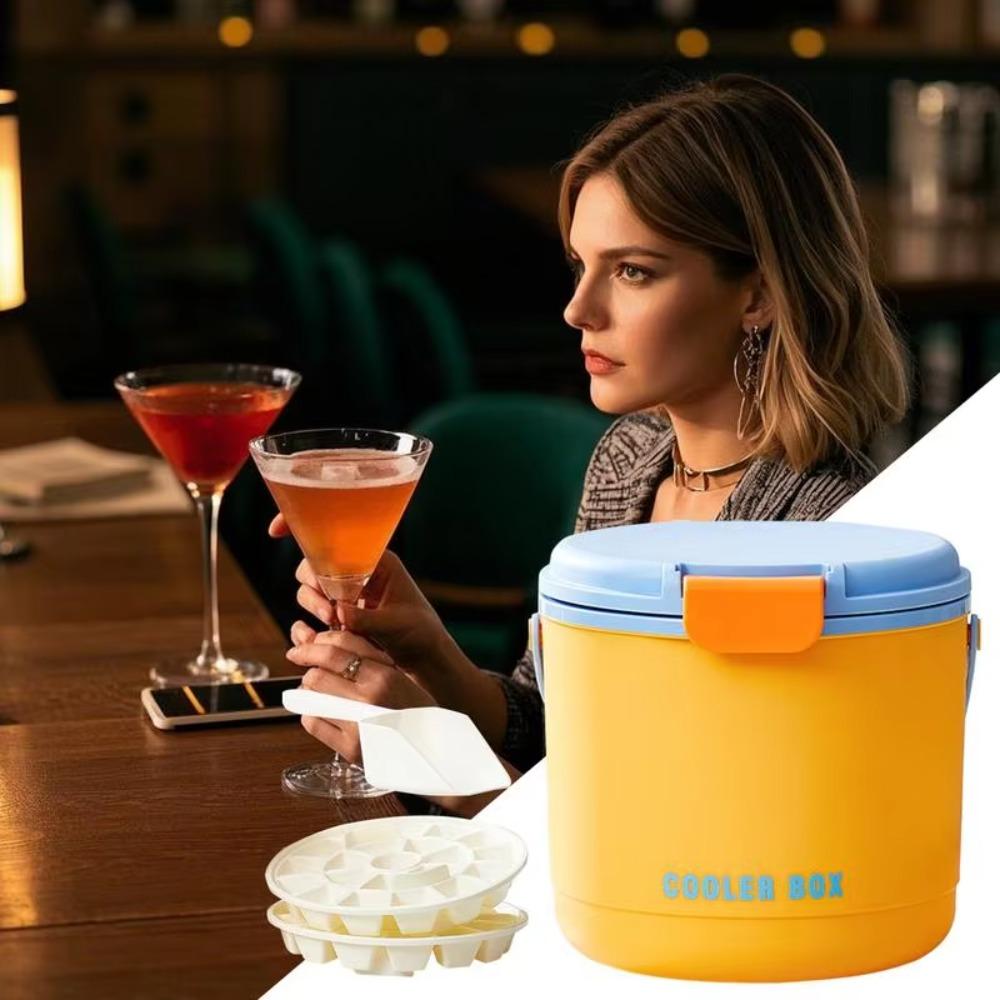 Folding Handle Drink Cooler Bucket With Ice Tray and Shovel Ice Cube Insulation Bucket  Outdoor