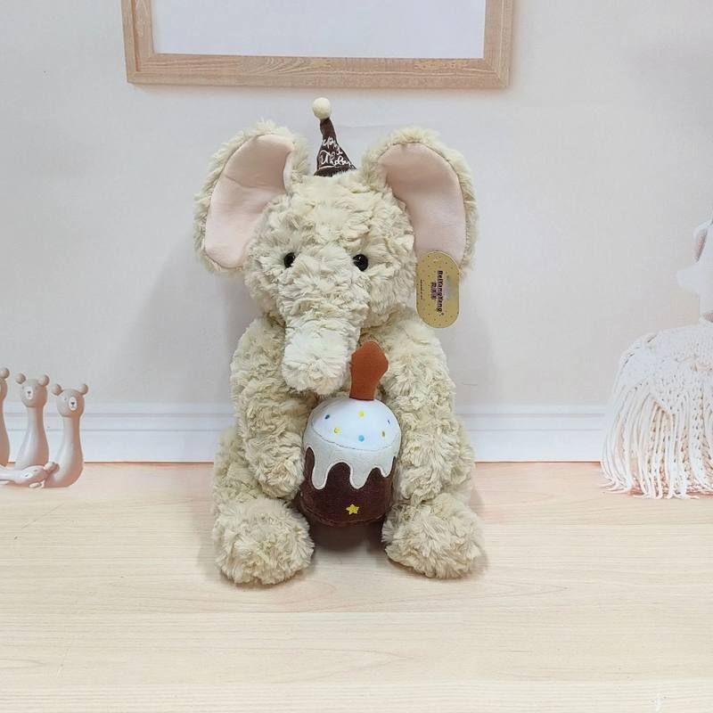 Chapéu de Aniversário Fofo Elefante de Pelúcia para Bolo Presente para Crianças Celebração de Aniversário de Natal