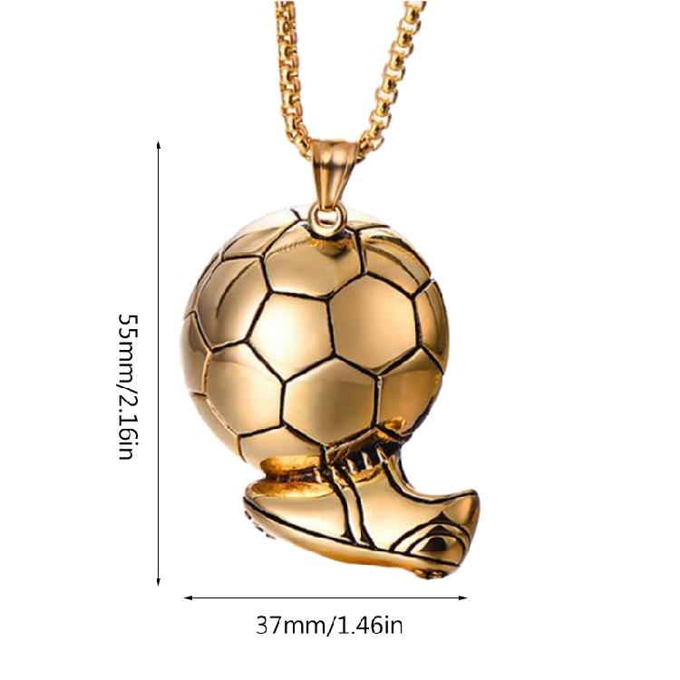 Silver Gold Round Soccer Ball Pendant Necklace Sport Jewelry Stainless Steel