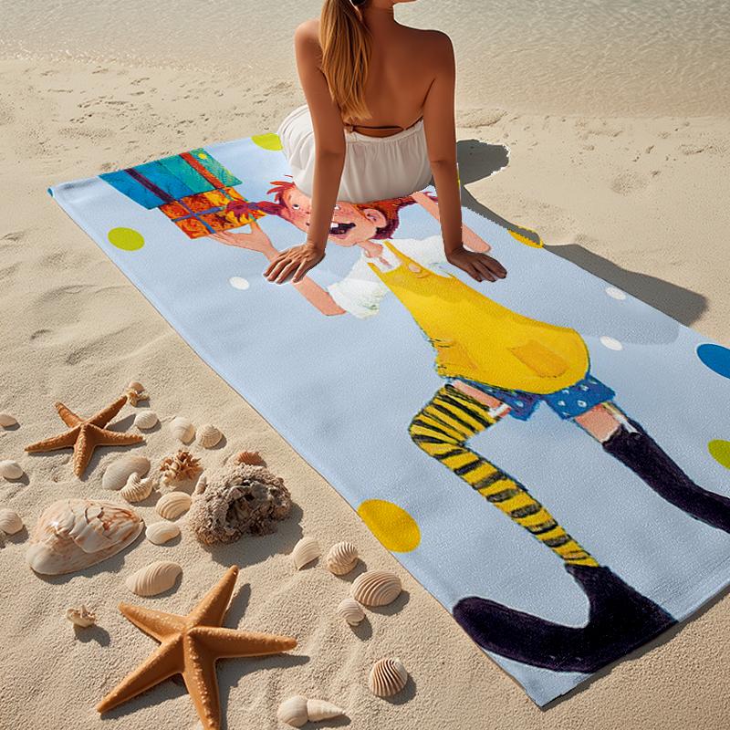 Pi-ppi And Horse Friendship Beach Towel, Super Soft Microfiber, Gift for Her/Him, Birthday, for Pool, Beach, Travel, Home Decor Fan gifts